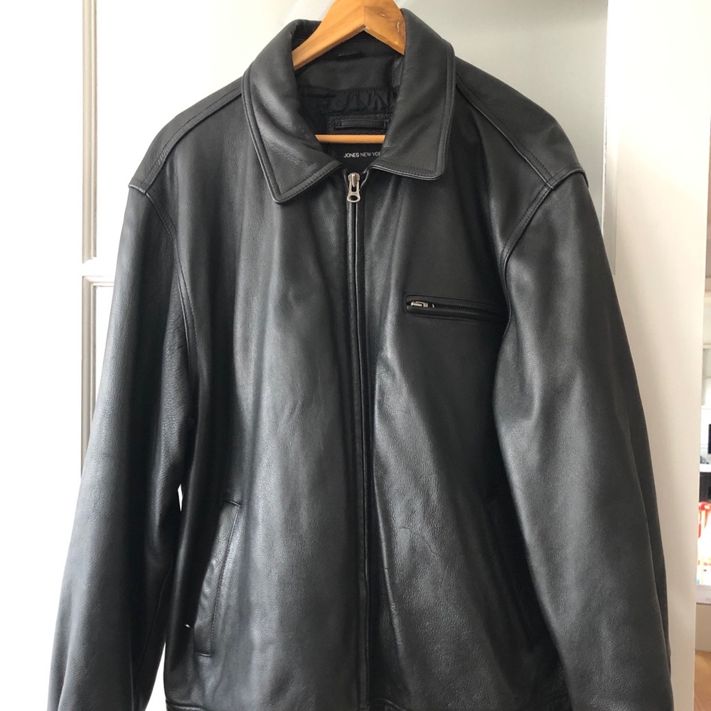 Jones New York 100% Leather Black Men’s Jacket XL